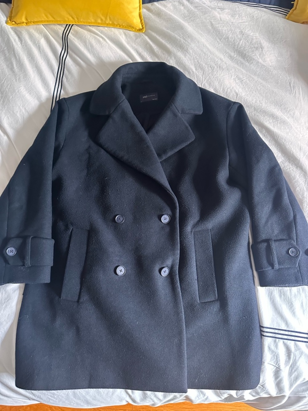 Double-Breasted Women's Coat in Navy from Marks & Spencer, England.